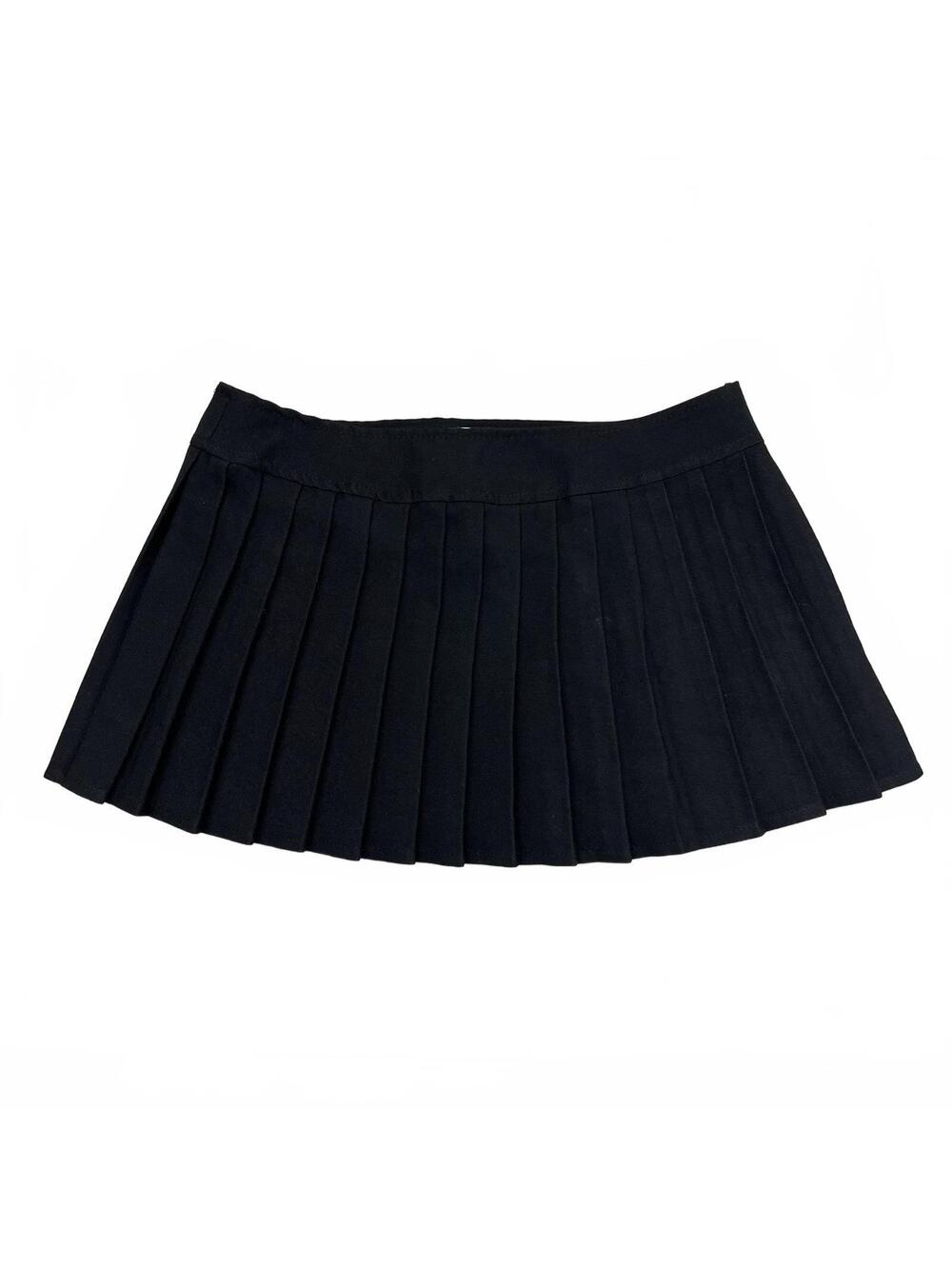 Sz M Black Low Rise Pleated Mini Skirt Goth Grunge Emo 2000s